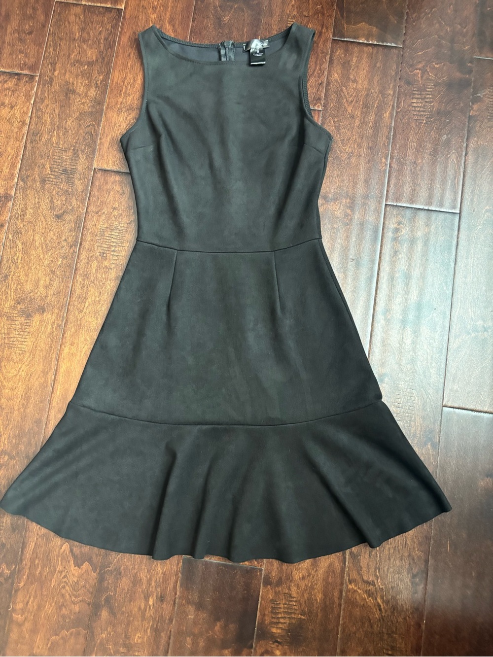 Aqua Black Faux Suede Sleeveless Fit-and-Flare Mini Dress